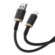 Cablu de Date USB la Lightning, 2.4A, 2m - Baseus Dura - Gold / Black