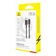 Cablu de Date USB la Lightning, 2.4A, 2m - Baseus Dura - Negru