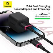 Cablu de Date USB la Lightning, 2.4A, 2m - Baseus Dura - Negru