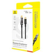 Cablu Type-C, Auto Shutdown, 100W, 1m - Baseus Explorer - Cluster Black