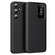 Husa pentru  Samsung Galaxy A55 Smart Window View Tip Carte – Design Premium, Vizualizare Inteligenta, Protectie 360°, Card Slot, Textura Mata Eleganta - Negru