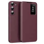 Husa pentru  Samsung Galaxy S22 Plus 5G Smart Window View Tip Carte – Design Premium, Vizualizare Inteligenta, Protectie 360°, Card Slot, Textura Mata Eleganta - Bordeaux