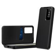 Husa pentru  Samsung Galaxy S23 Ultra 5G Smart Window View Tip Carte – Design Premium, Vizualizare Inteligenta, Protectie 360°, Card Slot, Textura Mata Eleganta - Negru
