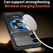 Husa pentru  Samsung Galaxy S25 Edge TitanX HaloStand Pro cu Inel Pivotant Magnetic 360° & Kickstand, Textura Carbon, protectie lentile - Gri