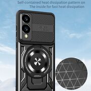 Husa pentru  Samsung Galaxy S25 Edge TitanX HaloStand Pro cu Inel Pivotant Magnetic 360° & Kickstand, Textura Carbon, protectie lentile - Mov