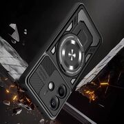 Husa pentru  Xiaomi Redmi Note 14 5G TitanX HaloStand Pro cu Inel Pivotant Magnetic 360° & Kickstand, Textura Carbon, protectie lentile - Mov