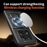 Husa pentru  Xiaomi Redmi Note 14 Pro+ Plus / Note 14 Pro 5G TitanX HaloStand Pro cu Inel Pivotant Magnetic 360° & Kickstand, Textura Carbon, protectie lentile - Mov