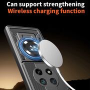 Husa pentru  Honor Magic 7 Lite TitanX HaloStand Pro cu Inel Pivotant Magnetic 360° & Kickstand, Textura Carbon, protectie lentile - Negru