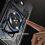 Husa pentru  Oppo A5 Pro 5G TitanX HaloStand Pro cu Inel Pivotant Magnetic 360° & Kickstand, Textura Carbon, protectie lentile - Mov
