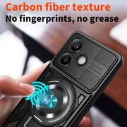 Husa pentru  Oppo A5 Pro 5G TitanX HaloStand Pro cu Inel Pivotant Magnetic 360° & Kickstand, Textura Carbon, protectie lentile - Negru