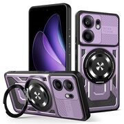 Husa pentru  Oppo Reno 13F, 13FS 4G, 5G TitanX HaloStand Pro cu Inel Pivotant Magnetic 360° & Kickstand, Textura Carbon, protectie lentile - Mov