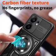 Husa pentru  Oppo Reno 13F, 13FS 4G, 5G TitanX HaloStand Pro cu Inel Pivotant Magnetic 360° & Kickstand, Textura Carbon, protectie lentile - Mov