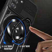 Husa pentru  Samsung Galaxy A25 TitanX HaloStand Pro cu Inel Pivotant Magnetic 360° & Kickstand, Textura Carbon, protectie lentile - Mov