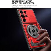 Husa pentru  Samsung Galaxy S22 Ultra 5G TitanX HaloStand Pro cu Inel Pivotant Magnetic 360° & Kickstand, Textura Carbon, protectie lentile - Gri