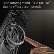 Husa pentru  Samsung Galaxy S23 Ultra 5G TitanX HaloStand Pro cu Inel Pivotant Magnetic 360° & Kickstand, Textura Carbon, protectie lentile - Mov