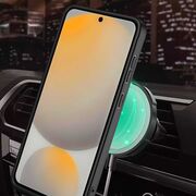 Husa pentru  Samsung Galaxy S24 FE TitanX HaloStand Pro cu Inel Pivotant Magnetic 360° & Kickstand, Textura Carbon, protectie lentile - Mov