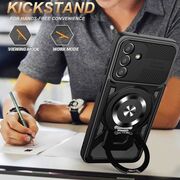 Husa pentru  Samsung Galaxy S24 FE TitanX HaloStand Pro cu Inel Pivotant Magnetic 360° & Kickstand, Textura Carbon, protectie lentile - Mov