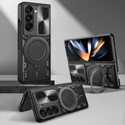 Husa pentru  Samsung Galaxy Z Fold 7 cu protecție pentru cameră și suport magnetic integrat Ring Shockproof, Mov