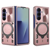 Husa pentru  Samsung Galaxy Z Fold 7 cu protecție pentru cameră și suport magnetic integrat Ring Shockproof, Rose Gold