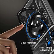 Husa pentru  iPhone 16 Pro Max TitanX HaloStand Pro cu Inel Pivotant Magnetic 360° & Kickstand, Textura Carbon, protectie lentile - Mov