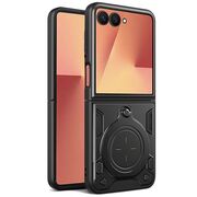 Husa pentru Samsung Galaxy Z Flip 7 cu suport magnetic integrat Ring Shockproof, Negru