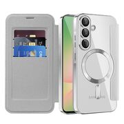 Husa pentru  Samsung Galaxy A56 EliteBook Executive Tip Carte cu Protectie RFID, Compatibilitate MagSafe si protectie lentile Transparent - Gri