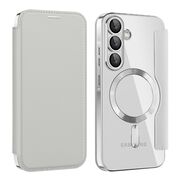 Husa pentru  Samsung Galaxy A56 EliteBook Executive Tip Carte cu Protectie RFID, Compatibilitate MagSafe si protectie lentile Transparent - Gri