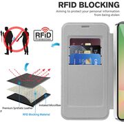 Husa pentru  Samsung Galaxy A56 EliteBook Executive Tip Carte cu Protectie RFID, Compatibilitate MagSafe si protectie lentile Transparent - Gri