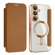 Husa pentru  Samsung Galaxy A56 EliteBook Executive Tip Carte cu Protectie RFID, Compatibilitate MagSafe si protectie lentile Transparent - Maro