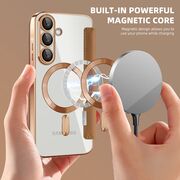 Husa pentru  Samsung Galaxy A56 EliteBook Executive Tip Carte cu Protectie RFID, Compatibilitate MagSafe si protectie lentile Transparent - Maro