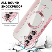 Husa pentru  Samsung Galaxy A56 EliteBook Executive Tip Carte cu Protectie RFID, Compatibilitate MagSafe si protectie lentile Transparent - Roz