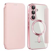 Husa pentru  Samsung Galaxy A56 EliteBook Executive Tip Carte cu Protectie RFID, Compatibilitate MagSafe si protectie lentile Transparent - Roz