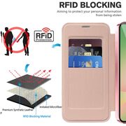 Husa pentru  Samsung Galaxy A56 EliteBook Executive Tip Carte cu Protectie RFID, Compatibilitate MagSafe si protectie lentile Transparent - Roz