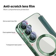 Husa pentru  Samsung Galaxy A56 EliteBook Executive Tip Carte cu Protectie RFID, Compatibilitate MagSafe si protectie lentile Transparent - Verde