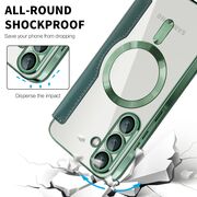 Husa pentru  Samsung Galaxy A56 EliteBook Executive Tip Carte cu Protectie RFID, Compatibilitate MagSafe si protectie lentile Transparent - Verde