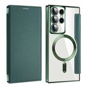 Husa pentru  Samsung Galaxy S22 Ultra 5G EliteBook Executive Tip Carte cu Protectie RFID, Compatibilitate MagSafe si protectie lentile Transparent - Verde
