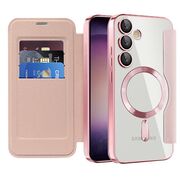 Husa pentru  Samsung Galaxy S23 EliteBook Executive Tip Carte cu Protectie RFID, Compatibilitate MagSafe si protectie lentile Transparent - Roz