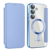 Husa pentru  Samsung Galaxy S23 FE EliteBook Executive Tip Carte cu Protectie RFID, Compatibilitate MagSafe si protectie lentile Transparent - Albastru deschis
