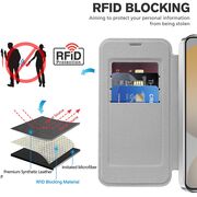 Husa pentru  Samsung Galaxy S23 FE EliteBook Executive Tip Carte cu Protectie RFID, Compatibilitate MagSafe si protectie lentile Transparent - Argintiu