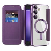 Husa pentru  Samsung Galaxy S23 FE EliteBook Executive Tip Carte cu Protectie RFID, Compatibilitate MagSafe si protectie lentile Transparent - Mov