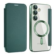 Husa pentru  Samsung Galaxy S23 FE EliteBook Executive Tip Carte cu Protectie RFID, Compatibilitate MagSafe si protectie lentile Transparent - Verde