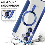 Husa pentru  Samsung Galaxy S24+ Plus EliteBook Executive Tip Carte cu Protectie RFID, Compatibilitate MagSafe si protectie lentile Transparent - Albastru