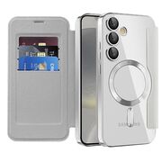 Husa pentru  Samsung Galaxy S24+ Plus EliteBook Executive Tip Carte cu Protectie RFID, Compatibilitate MagSafe si protectie lentile Transparent - Gri