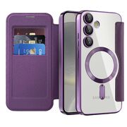 Husa pentru  Samsung Galaxy S24+ Plus EliteBook Executive Tip Carte cu Protectie RFID, Compatibilitate MagSafe si protectie lentile Transparent - Mov