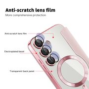 Husa pentru  Samsung Galaxy S24+ Plus EliteBook Executive Tip Carte cu Protectie RFID, Compatibilitate MagSafe si protectie lentile Transparent - Roz
