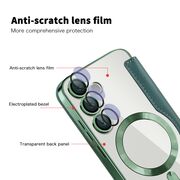 Husa pentru  Samsung Galaxy S24+ Plus EliteBook Executive Tip Carte cu Protectie RFID, Compatibilitate MagSafe si protectie lentile Transparent - Verde