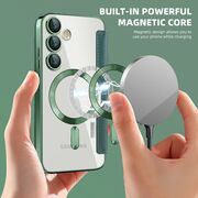 Husa pentru  Samsung Galaxy S24+ Plus EliteBook Executive Tip Carte cu Protectie RFID, Compatibilitate MagSafe si protectie lentile Transparent - Verde