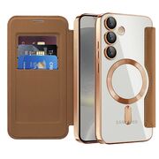 Husa pentru  Samsung Galaxy S24 EliteBook Executive Tip Carte cu Protectie RFID, Compatibilitate MagSafe si protectie lentile Transparent - Maro