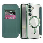 Husa pentru  Samsung Galaxy S24 EliteBook Executive Tip Carte cu Protectie RFID, Compatibilitate MagSafe si protectie lentile Transparent - Verde