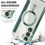 Husa pentru  Samsung Galaxy S24 EliteBook Executive Tip Carte cu Protectie RFID, Compatibilitate MagSafe si protectie lentile Transparent - Verde